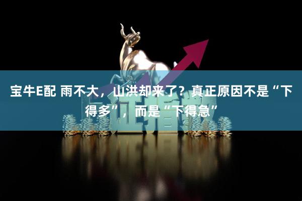 宝牛E配 雨不大，山洪却来了？真正原因不是“下得多”，而是“下得急”
